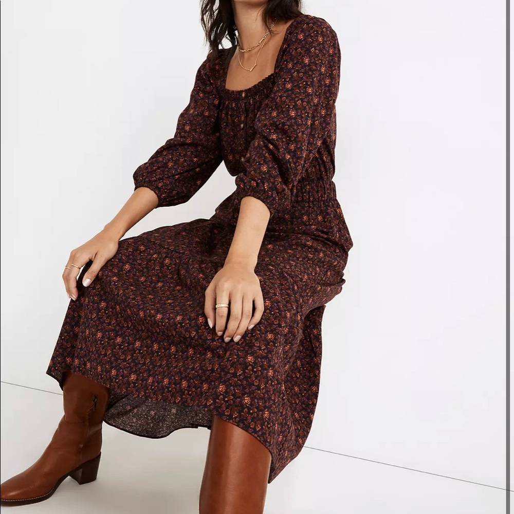 Pull-On Tiered Maxi Skirt in Orchard Floral